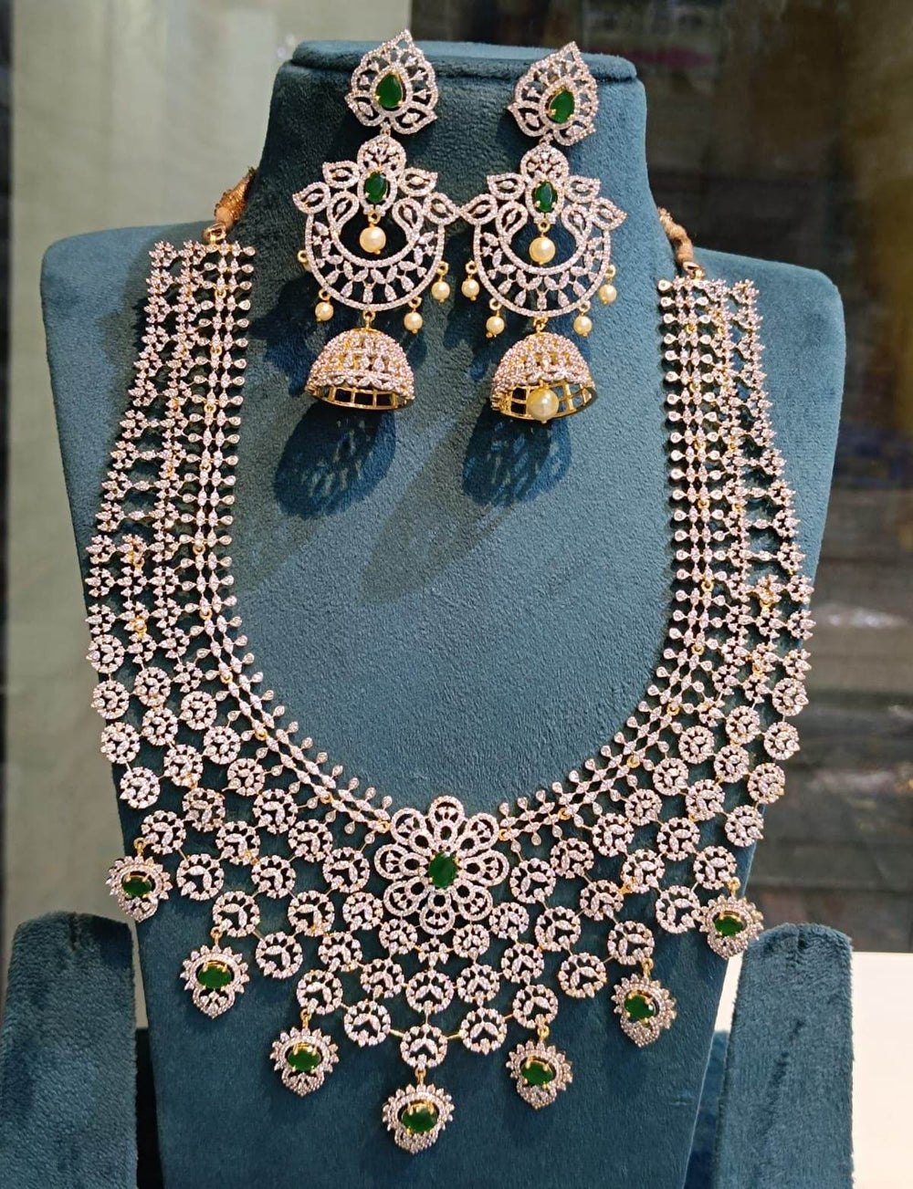 American Diamond Stones Bridal Haram - Nakshatra Jewels