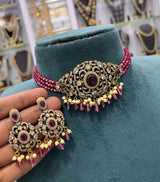 Victorian Polish AD Stones Choker - Nakshatra Jewels
