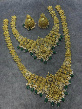 Nagasi Work with Kempu & AD Stones Bridal Combo - Nakshatra Jewels