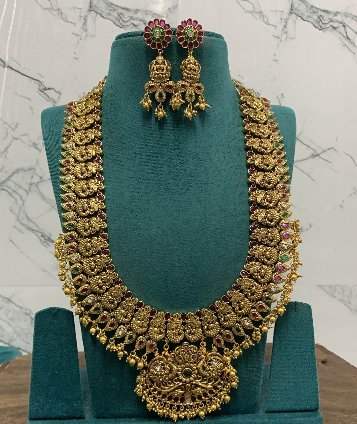 Nagasi Work with Kempu Stones Haram