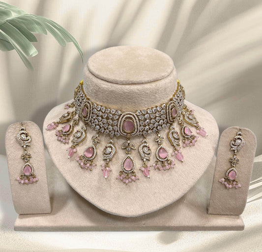 Victorian Polish with AD Stones Bridal Choker - Nakshatra Jewels
