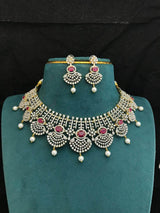American Diamond Stones Bridal Neck Set - Nakshatra Jewels
