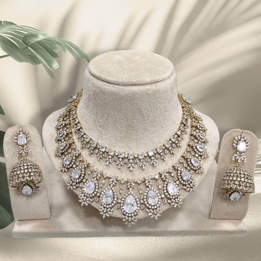 AD with Doublet Stone Layer Necklace - Nakshatra Jewels