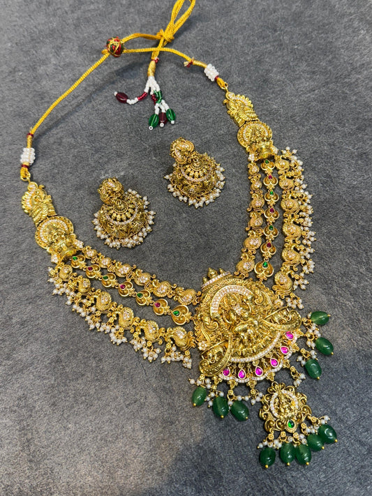 Nakshi Work with AD Stones Bridal Necklace