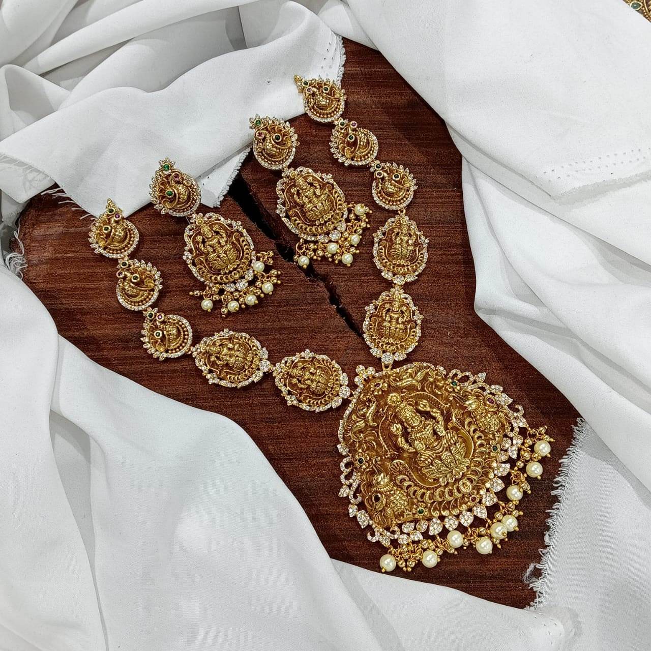 Nakshi Work with AD Stones Bridal Necklace - Nakshatra Jewels