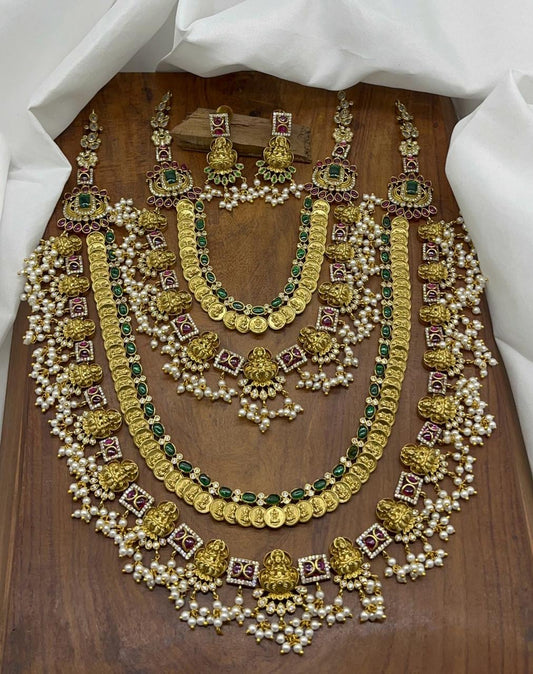 Nakshi Work with Kempu Stones Combo Set