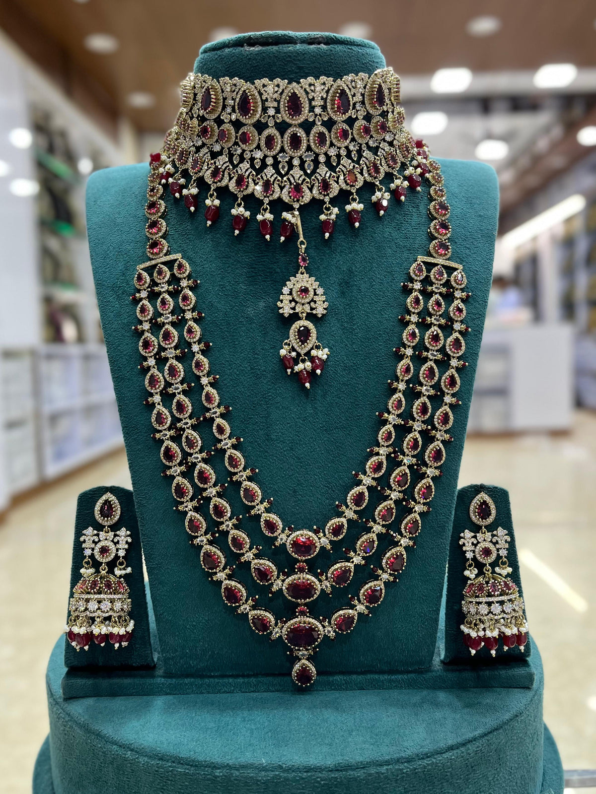 Victorian Polish with AD stones Bridal Set