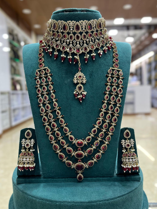 Victorian Polish with AD stones Bridal Set