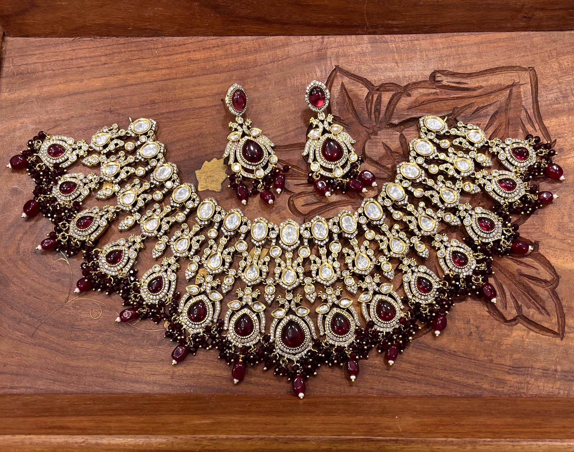 Victorian Polish with AD Stones Bridal Choker - Nakshatra Jewels