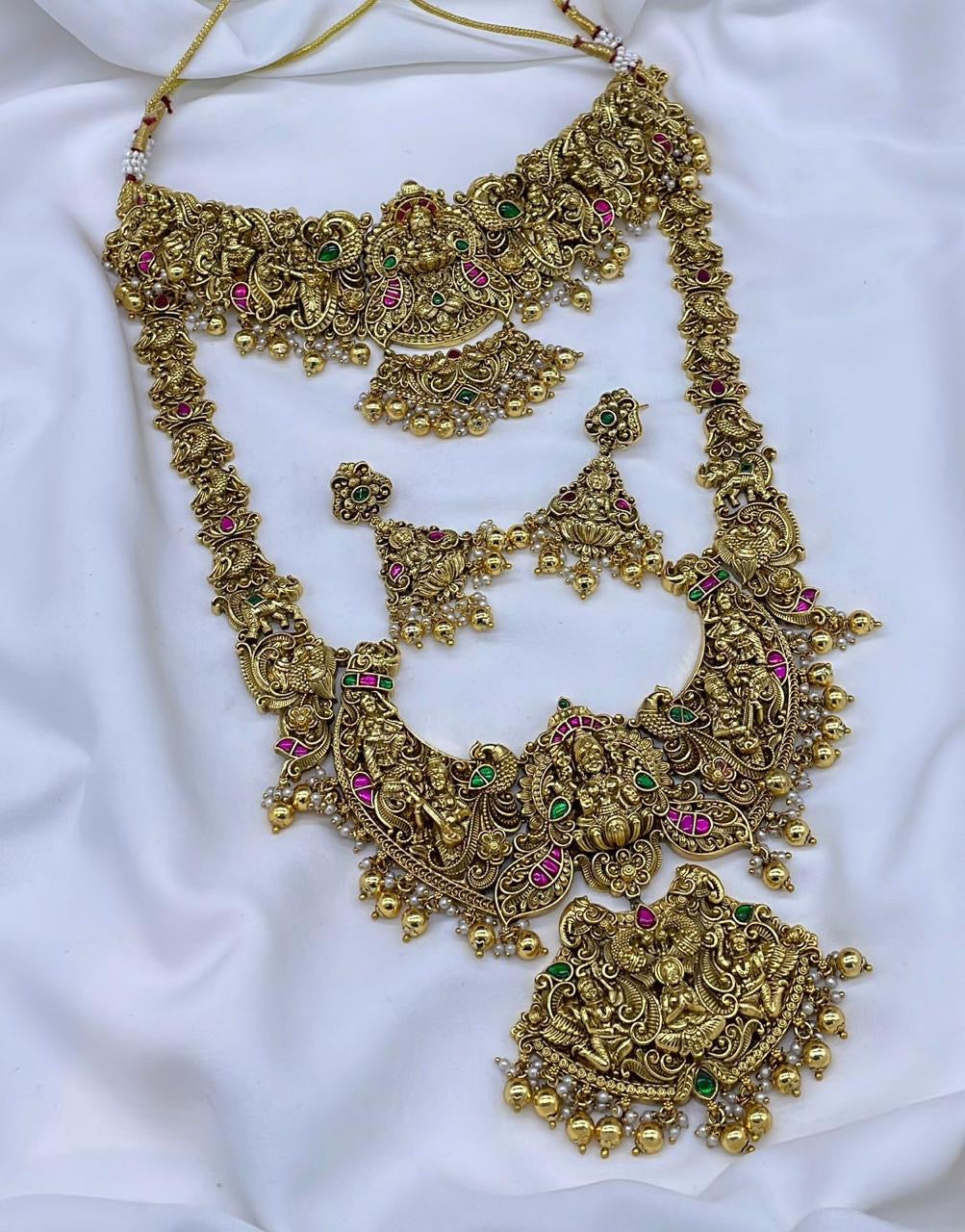 Nakshi Work with Kundan and AD Stones Bridal Combo Set