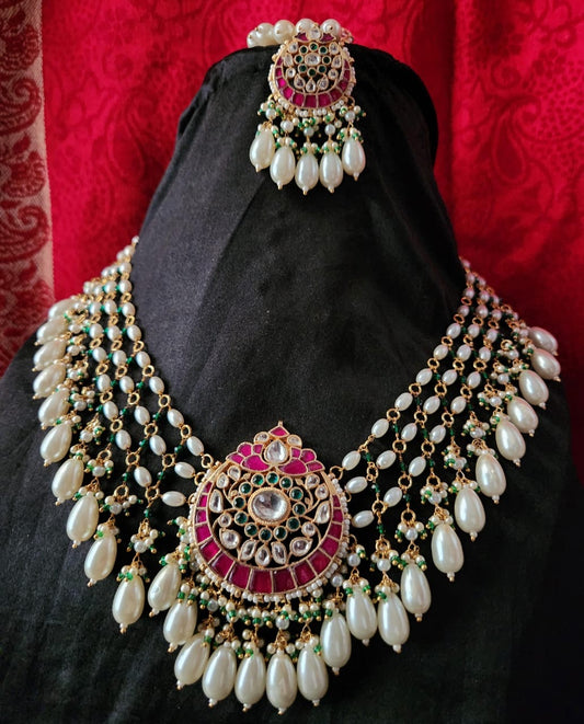 Pachi Kundan Stones Bridal Neck Set