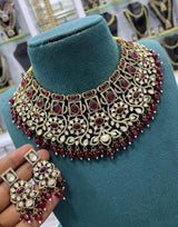 Victorian Polish with AD & Moissanite Stones Bridal Choker - Nakshatra Jewels