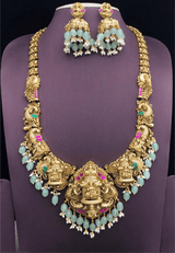 Nakshi work with Jaadu Kundan Stones Haram - Nakshatra Jewels