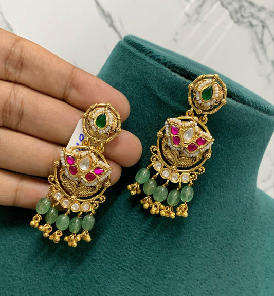 Jaadu Kundan Stones Bridal Earrings - Nakshatra Jewels