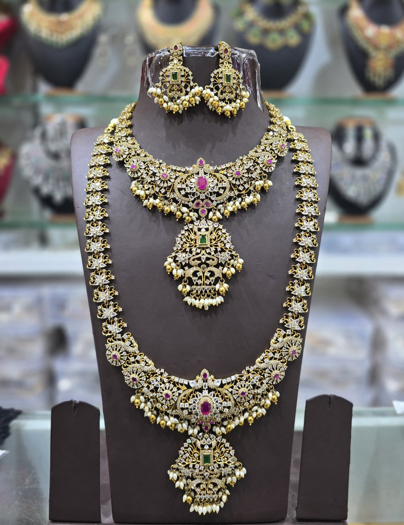 Premium Matt with AD and Kempu Stones Bridal Combo Set