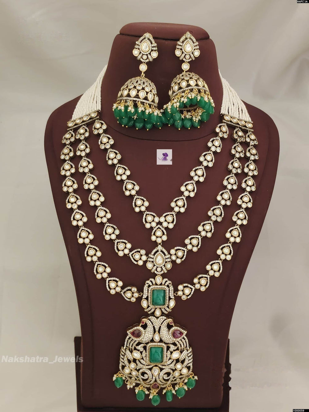 Victorian Polish AD Stones Bridal Layer Haram - Nakshatra Jewels