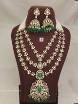 Victorian Polish AD Stones Bridal Layer Haram - Nakshatra Jewels
