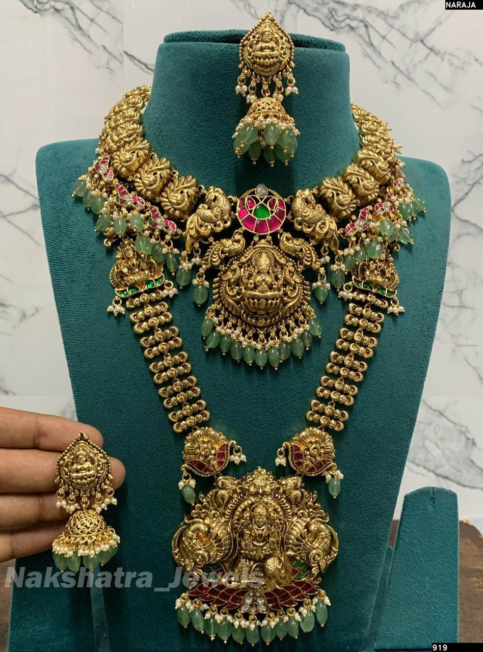 Nakshi work with Jadau Kundan Stones Bridal Combo Set