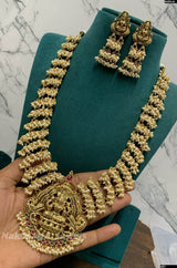 Nagasi Work with Kempu Stones Bridal Haram - Nakshatra Jewels