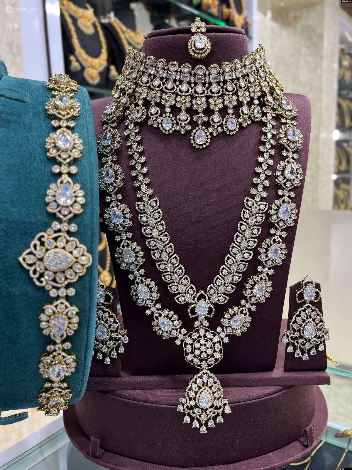 Victorian Polish AD Stones Bridal Combo Set