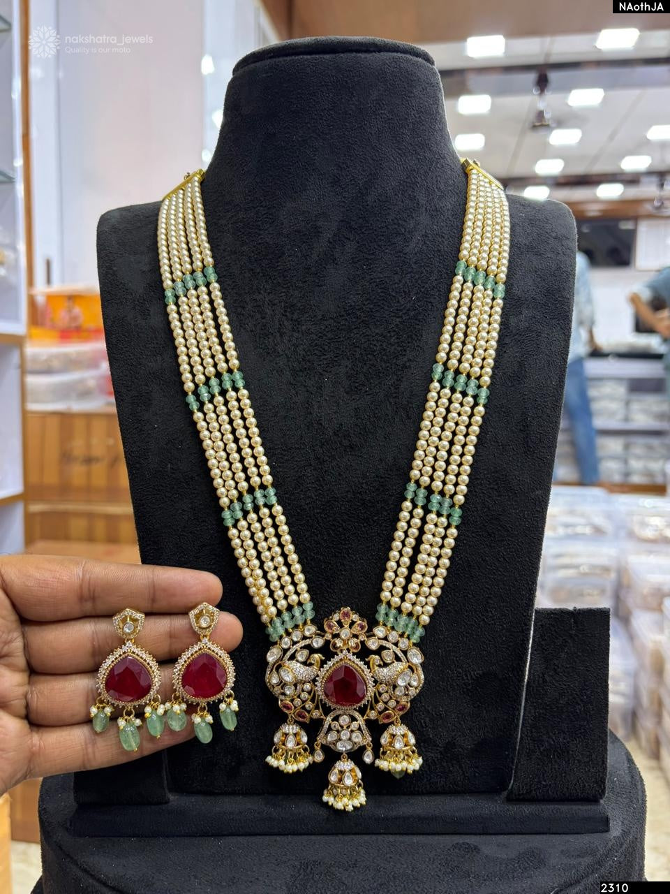 Victorian Polish with Mossianite Stones Pendent Beads Haram
