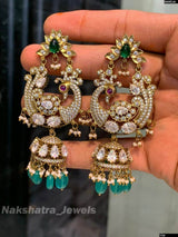 Victorian Polish AD & Moissanite Stones Earrings - Nakshatra Jewels