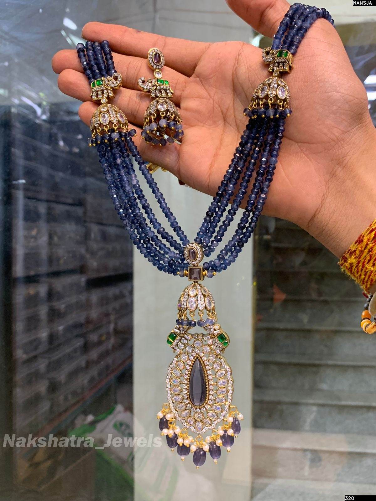 Victorian Polish AD Stones Pendent with Beads Haram