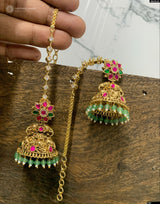 Nakshi Work with Kundan Stones Earrings