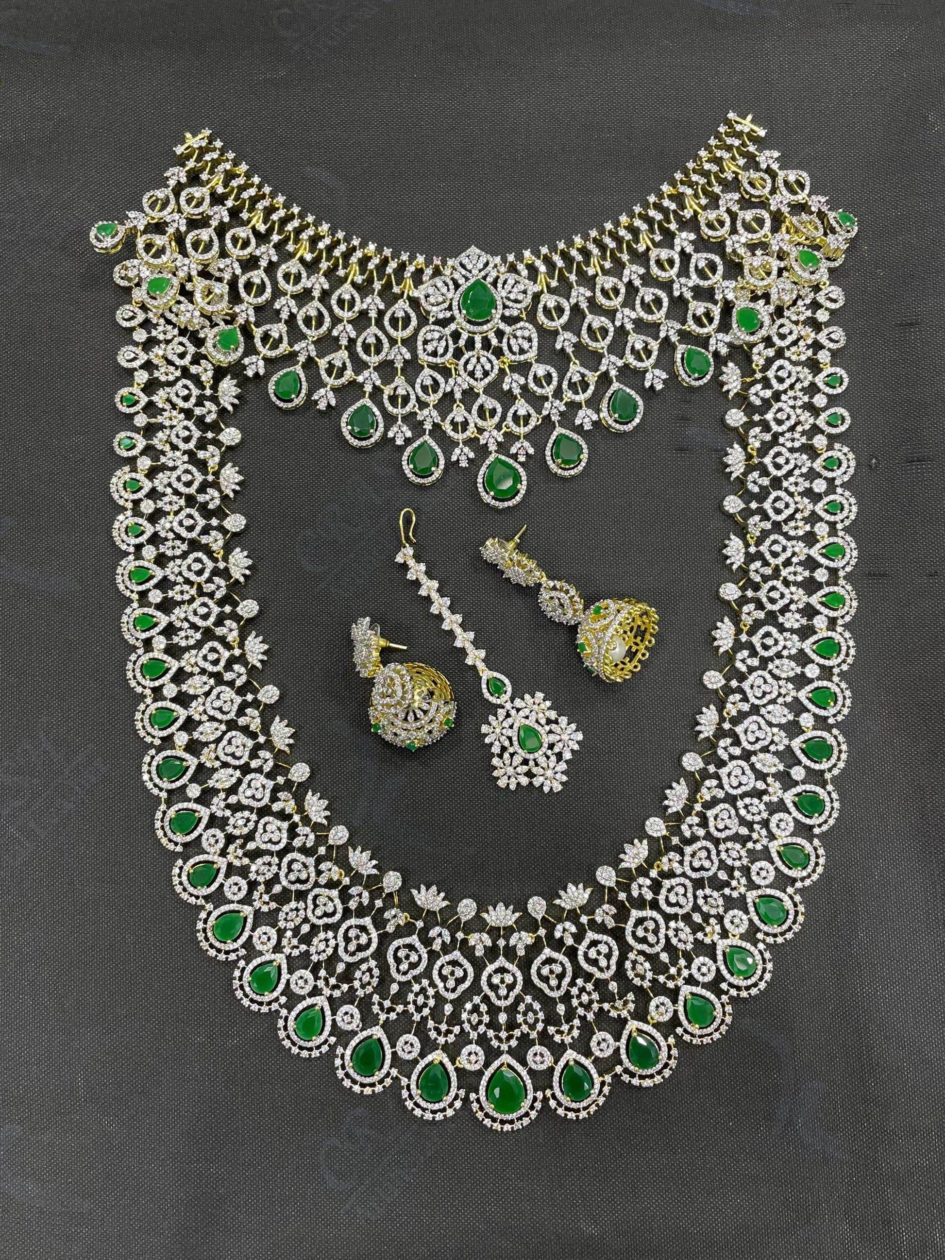 American Diamond Stones Bridal Combo Set - Nakshatra Jewels