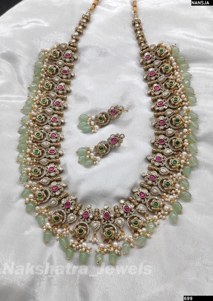 Victorian Polish with Jadau Kundan & AD Stones Bridal Haram