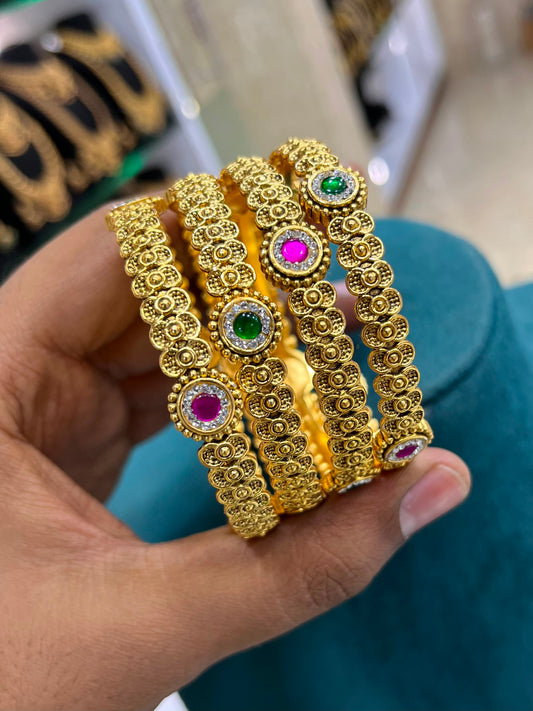 Premium Matt Kempu and AD Stone Bangles