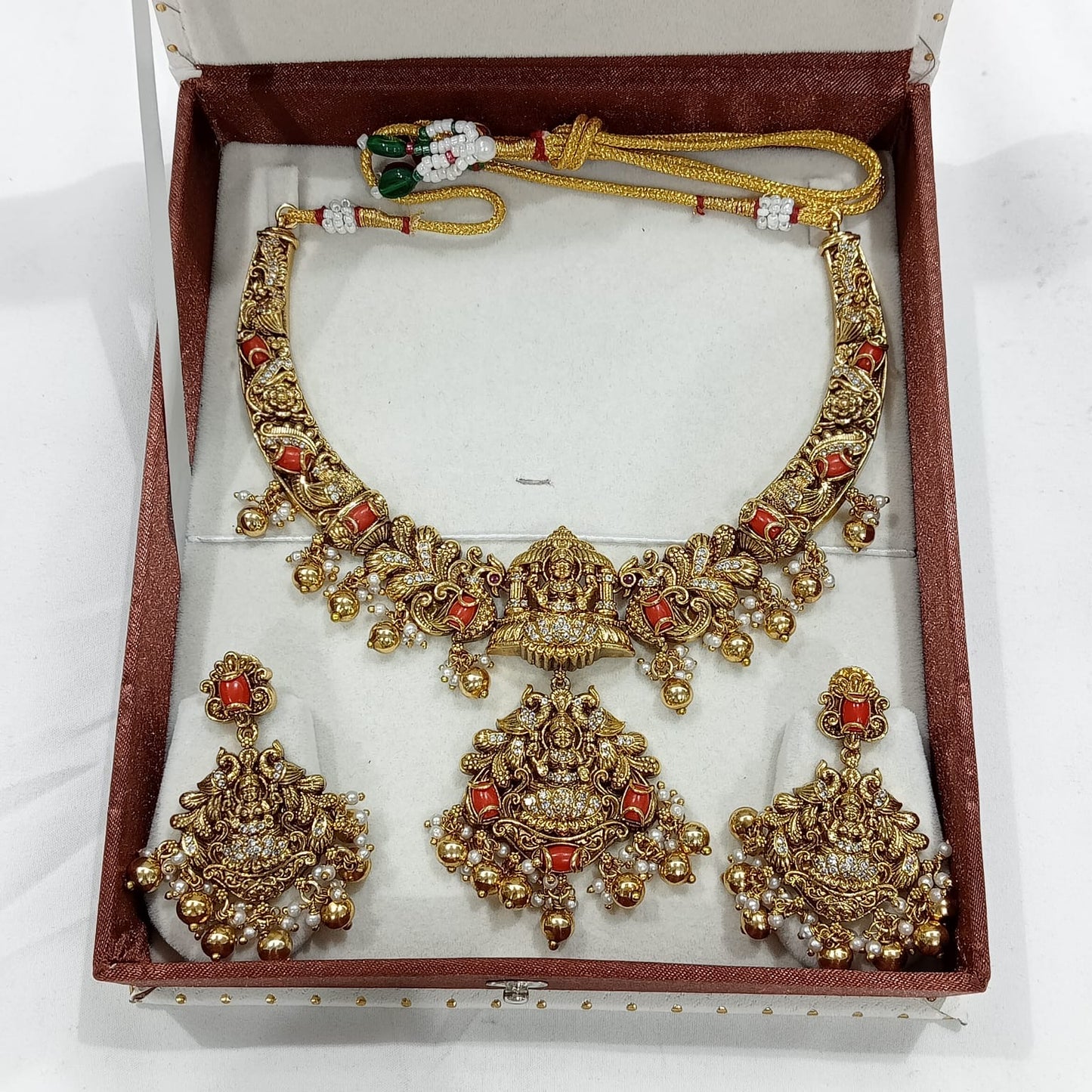 Nakshi work with Coral Beads Necklace