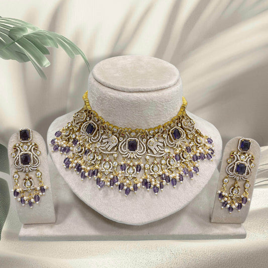 Victorian Polish with AD Stones Bridal Choker - Nakshatra Jewels