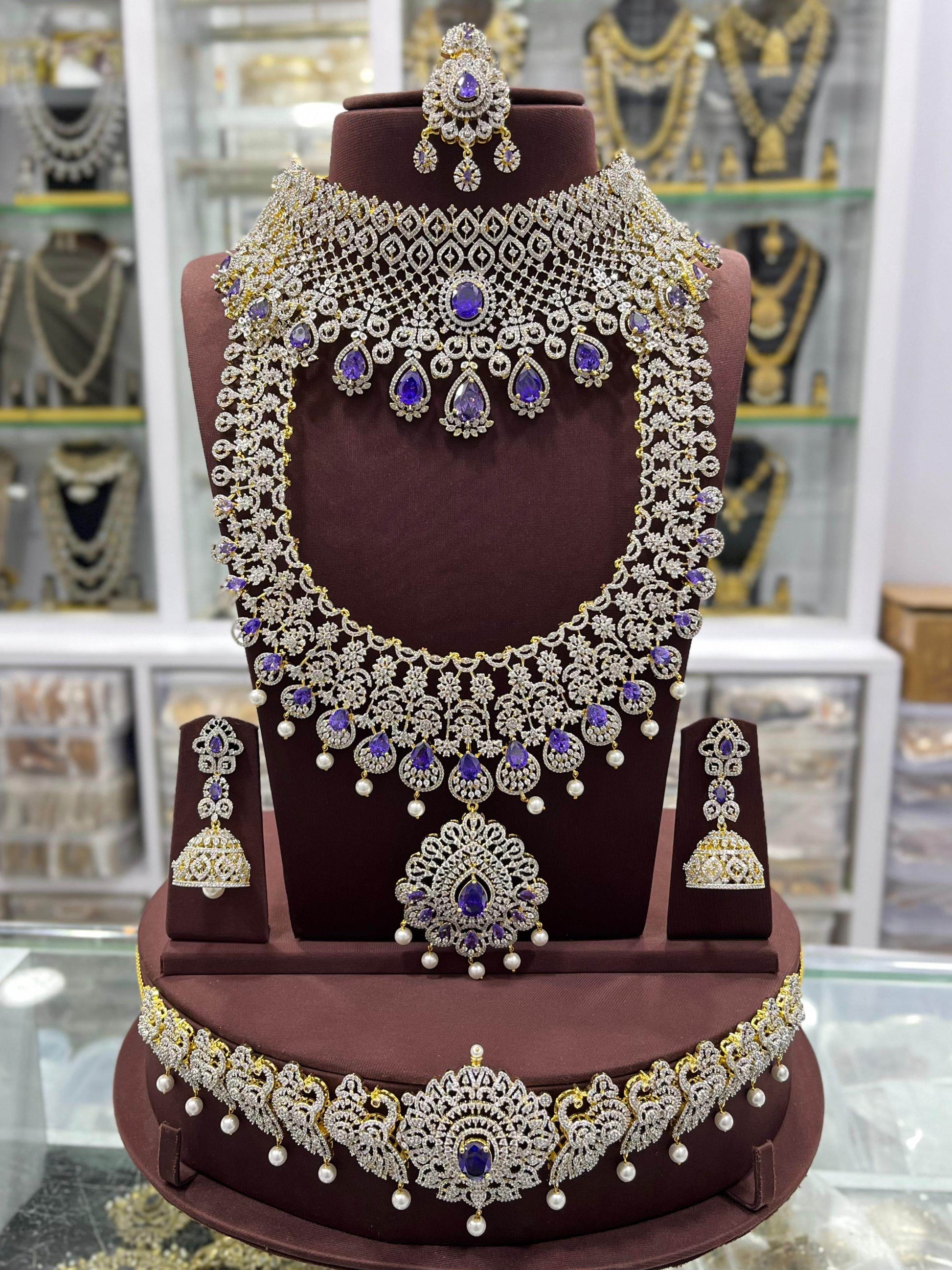 American Diamond Stones Bridal Combo Set - Nakshatra Jewels