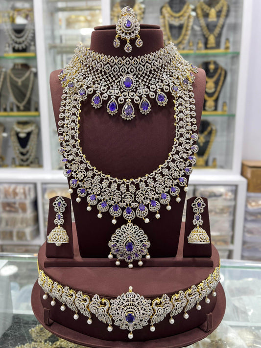 American Diamond Stones Bridal Combo Set - Nakshatra Jewels