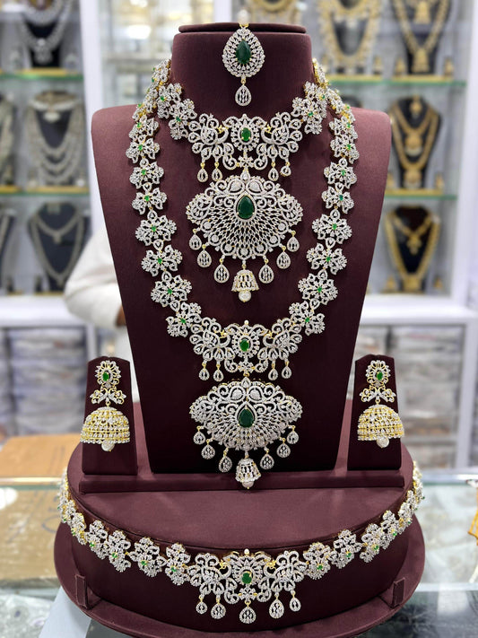 American Diamond Stones Bridal Combo Set - Nakshatra Jewels