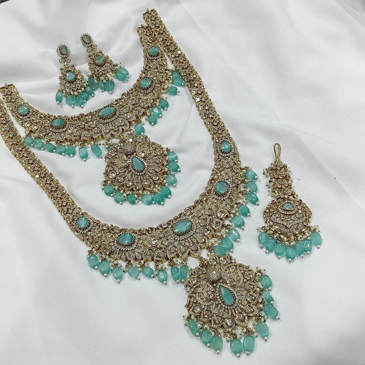Victorian Polish with AD Stones Bridal Combo Set