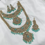 Victorian Polish with AD Stones Bridal Combo Set - Nakshatra Jewels