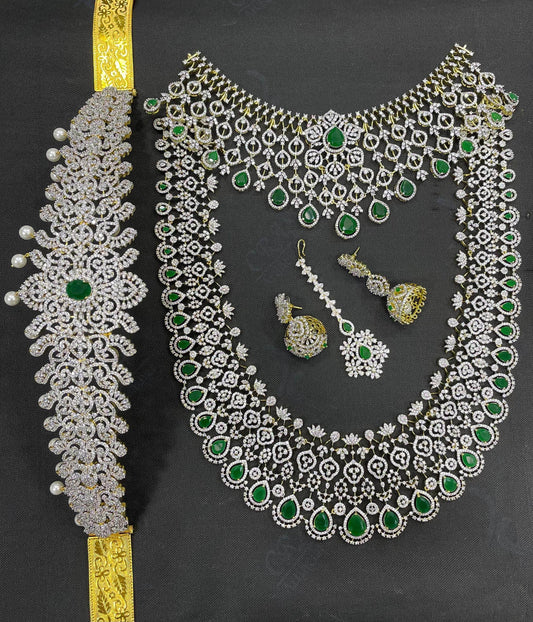 American Diamond Stones Bridal Combo Set - Nakshatra Jewels