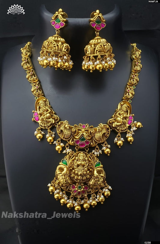 Nagasi Work with Jadau Kundan Stones Necklace