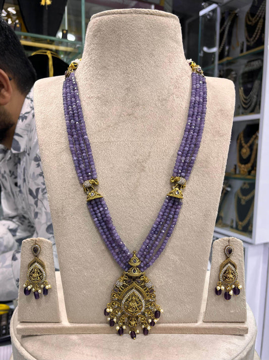 Nagasi work with AD Stones Pendent Beads Haram - Nakshatra Jewels