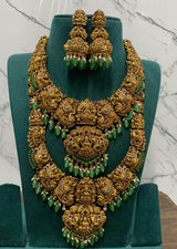 Nakshi Work with Kempu Stones Bridal Combo - Nakshatra Jewels