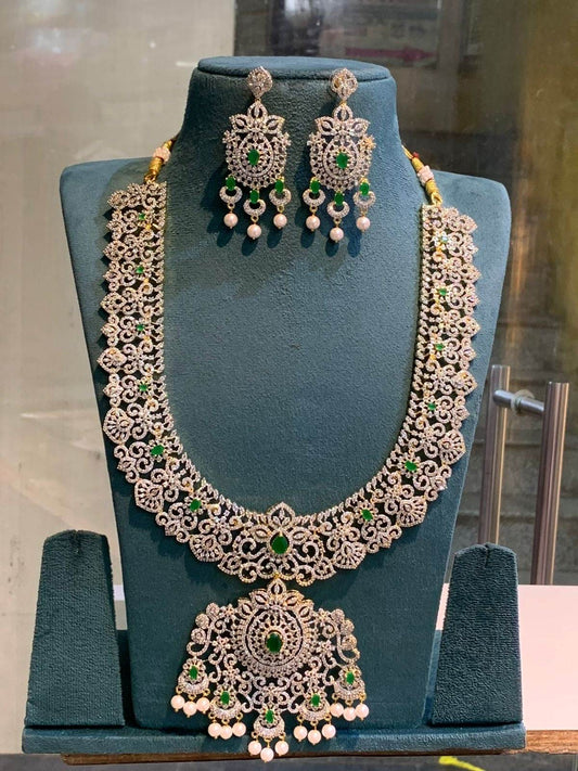 American Diamond Stones Bridal Haram - Nakshatra Jewels