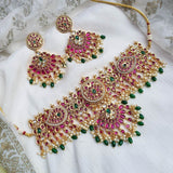 Premium Matt with Kempu Stones Bridal Choker - Nakshatra Jewels