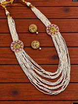 Nakshi work with Kundan Stones Side pendent Beads Haram