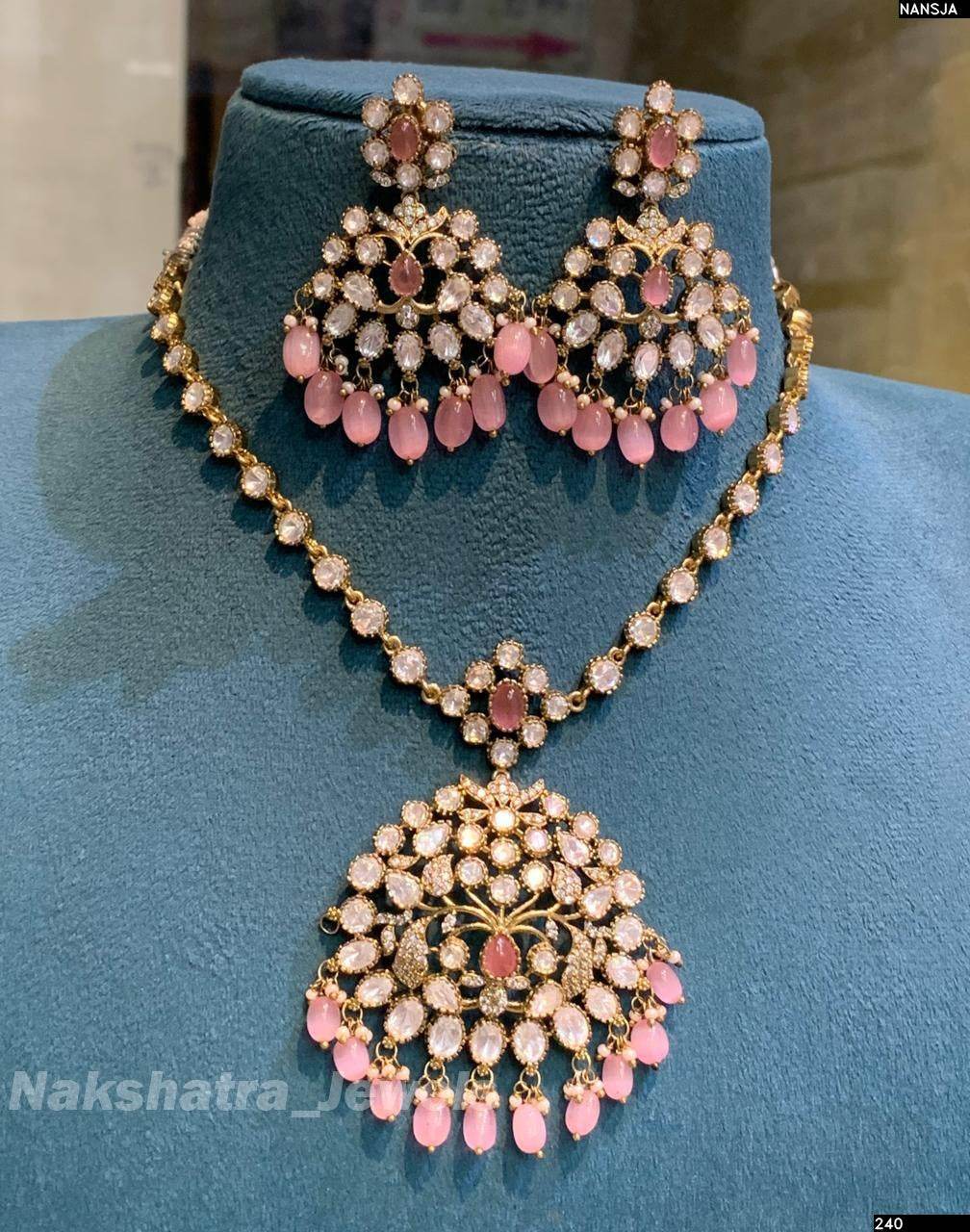 Victorian Polish with Moissanite Stones Bridal Necklace