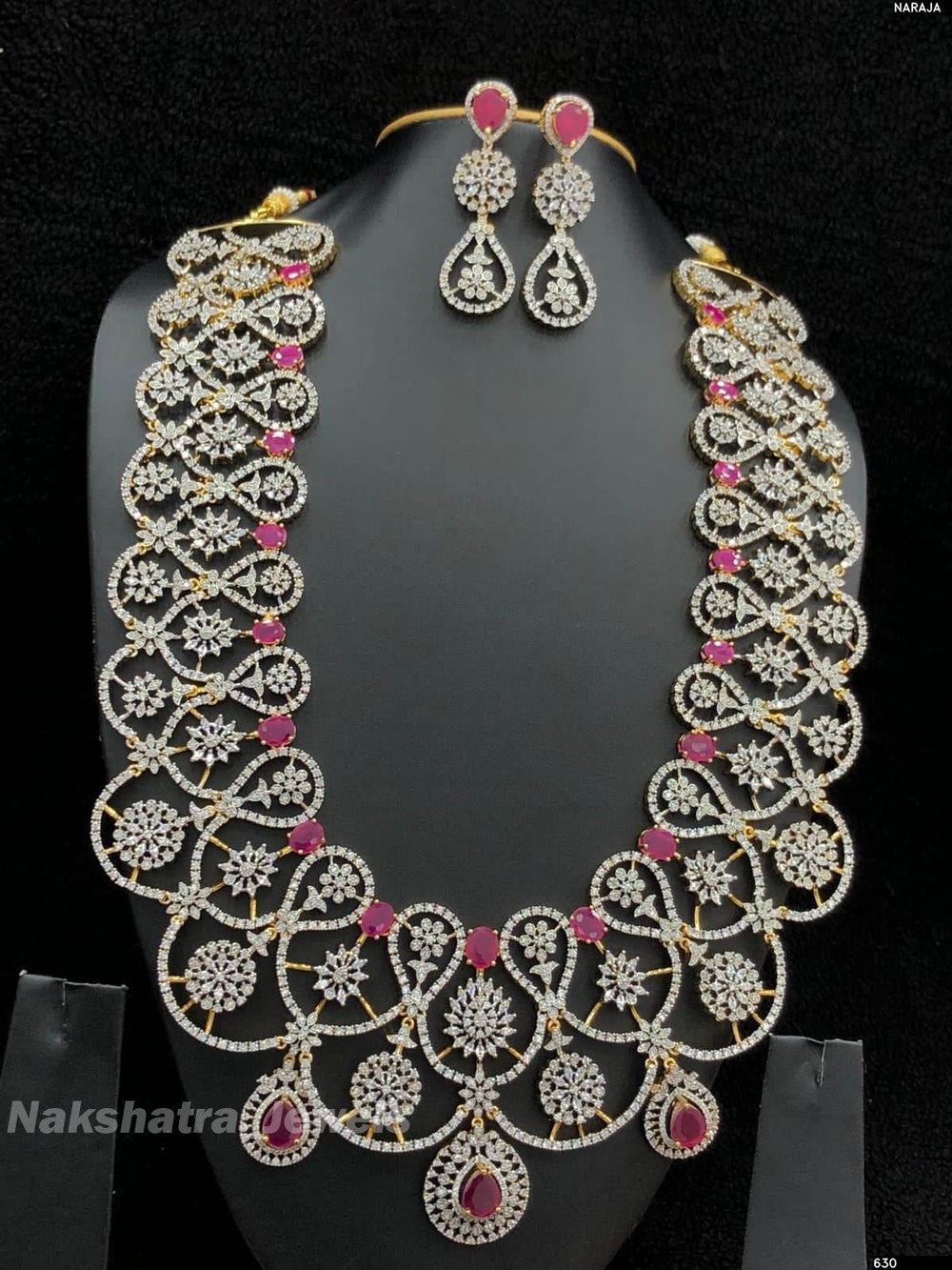 American Diamond Stones Bridal Haram - Nakshatra Jewels