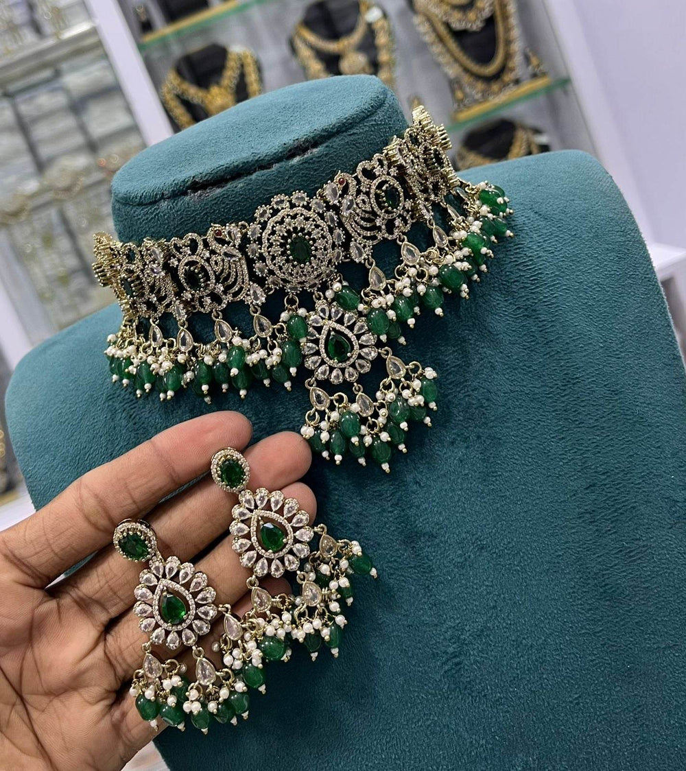 Victorian Polish AD Stones Choker - Nakshatra Jewels