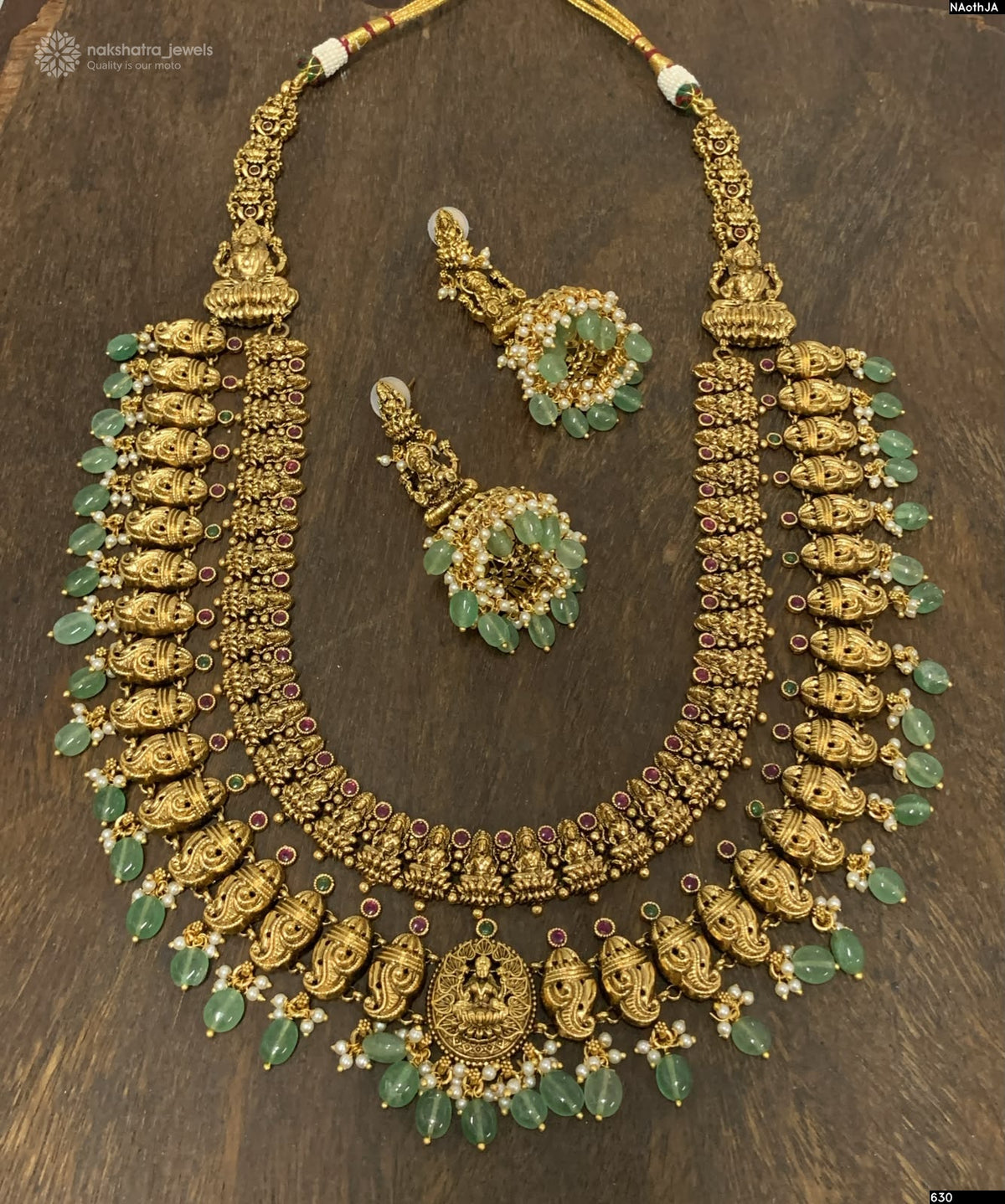 Nakshi Work with Kempu Stones Bridal Haram