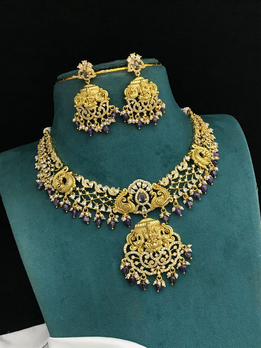 Nakshi work with AD Stones Necklace